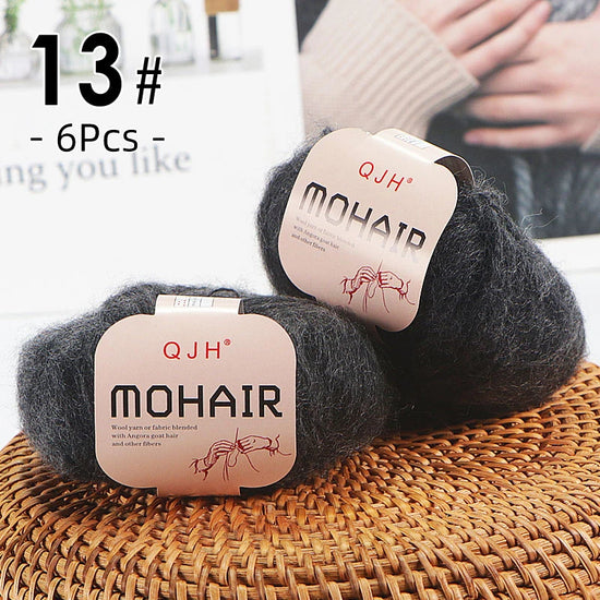 Set 6 gomitoli filato mohair morbido – lana angora effetto fluffy per maglioni, sciarpe, shawl fai-da-te