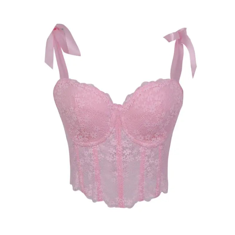 Corsetto Sexy in Pizzo Trasparente – Bustier Push Up Donna