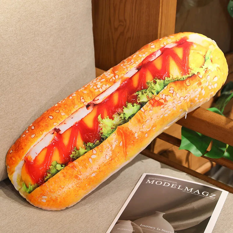 Realistic Bread Plush Pillow Set Croissant Baguette Hot Dog Sofa Decor Soft Comfort Food Themed Cushions For family Birthday Gif