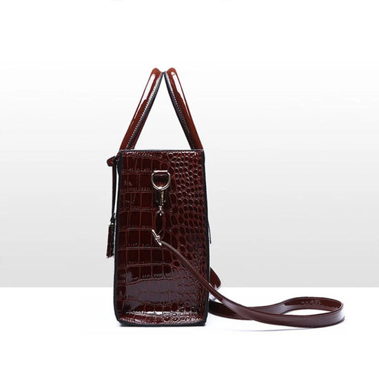 Borsa donna effetto coccodrillo con zip e tracolla - foto 22 della galleria