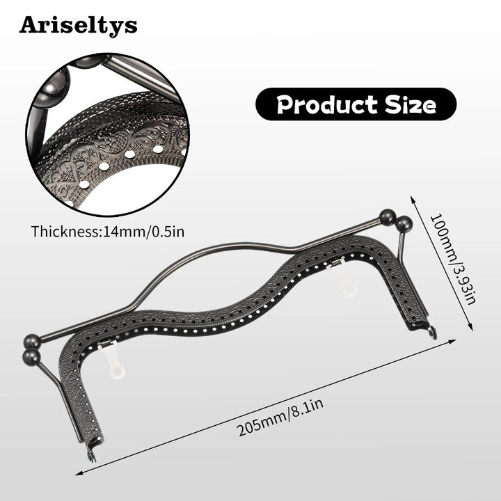 Chiusura Borsa Metallo 8,1″ con Chiusura Kiss‑Lock – Frame per Portamonete / Pochette Fai-da-Te