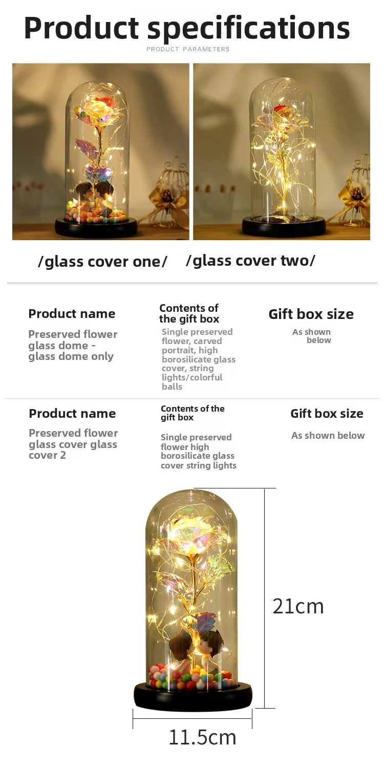 Rosa Eterna LED in Vetro – Regalo San Valentino per Fidanzata