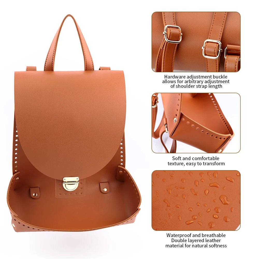 Kit Zaino / Borsa con Base in Ecopelle e Uncinetto – Fai-da-Te Borsa Unica