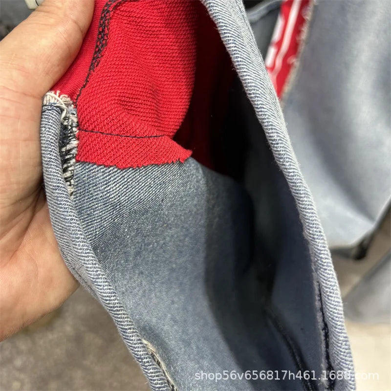 Completo Donna Denim Patchwork – Felpa + Pantaloni Streetwear Casual