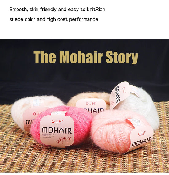 Set 6 gomitoli filato mohair morbido – lana angora effetto fluffy per maglioni, sciarpe, shawl fai-da-te