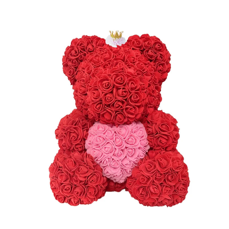 Orsetto di Rose Artificiali 40 cm Regalo Romantico per San Valentino e Anniversario
