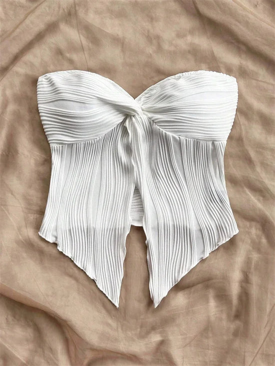 Twist Knot Front Crop Top for Women Summer Sexy Off the Shoulder Tube Tank Top Streetwewar Y2K Clothes