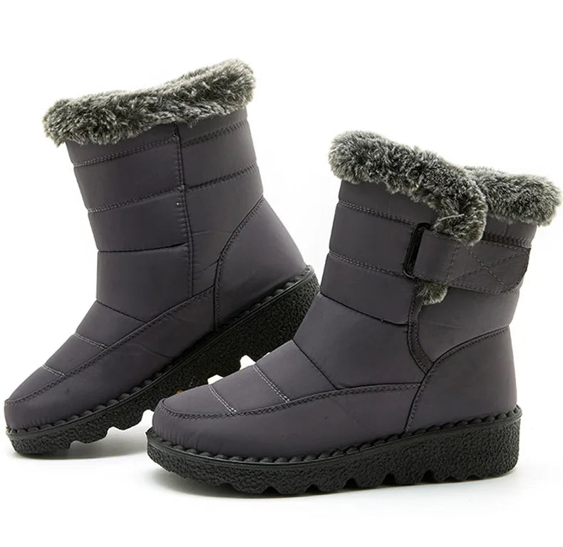 Stivali Invernali Donna – Ankle Boots Impermeabili con Pelliccia, Antiscivolo e Tacco Basso