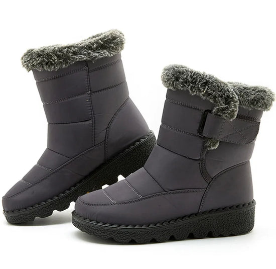 Stivali Invernali Donna – Ankle Boots Impermeabili con Pelliccia, Antiscivolo e Tacco Basso