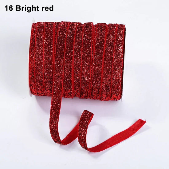 Nastro velluto glitter 10 mm – 50 metri multicolore per decorazioni, fai-da-te, confezioni regalo e artigianato