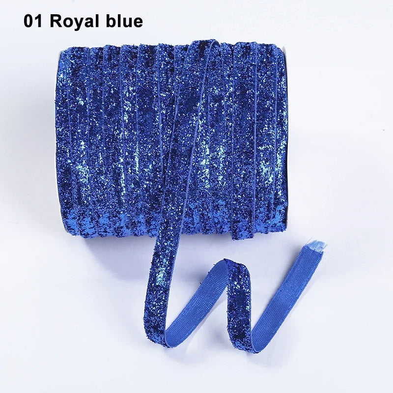 Nastro velluto glitter 10 mm – 50 metri multicolore per decorazioni, fai-da-te, confezioni regalo e artigianato