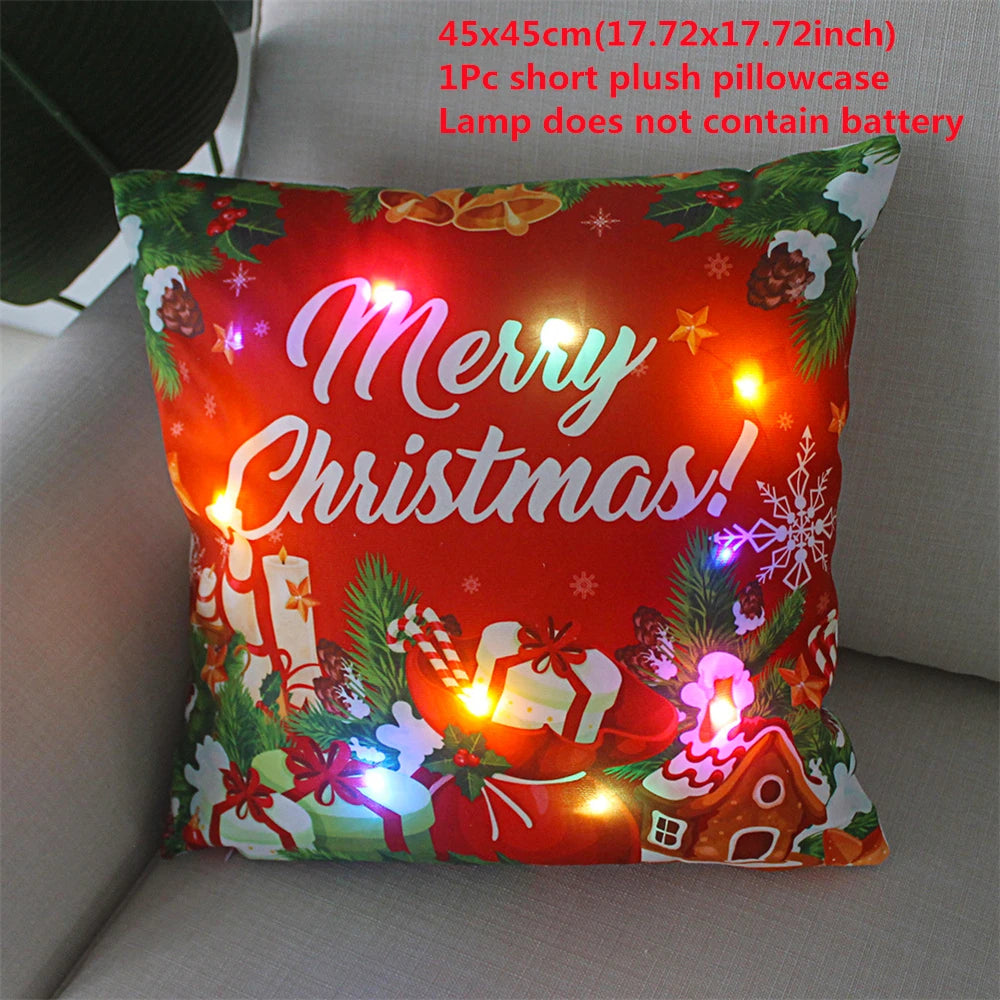 Copricuscino natalizio LED 45×45 cm ‒ federa luminosa decorativa per Natale, addobbo casa & divano