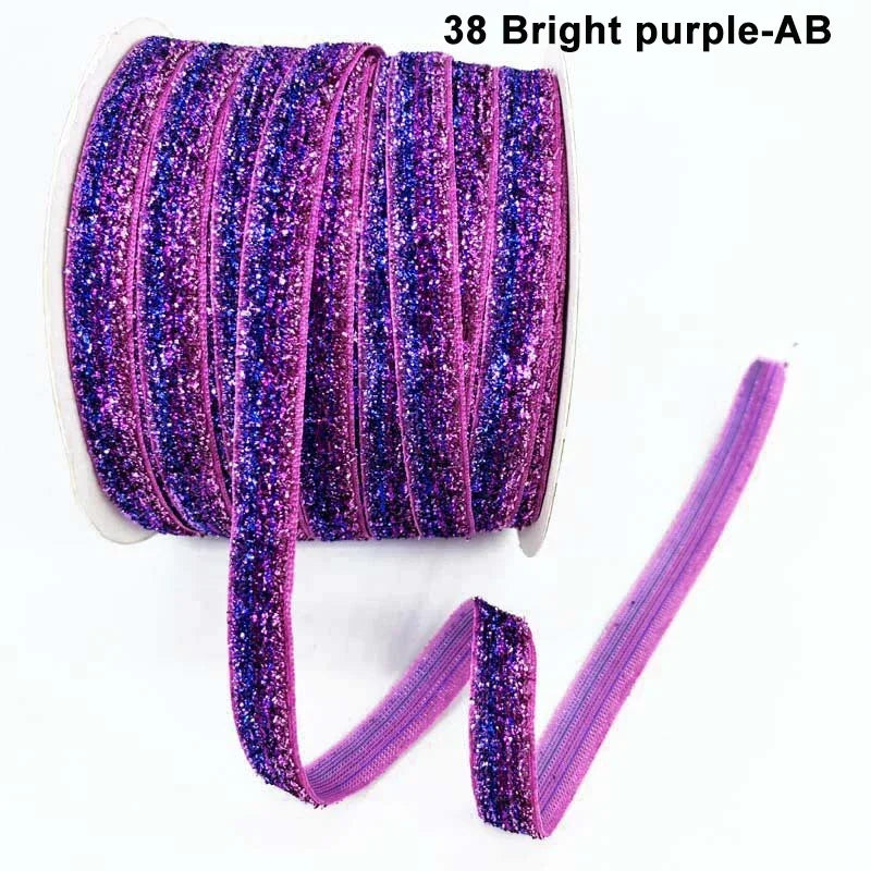 Nastro velluto glitter 10 mm – 50 metri multicolore per decorazioni, fai-da-te, confezioni regalo e artigianato