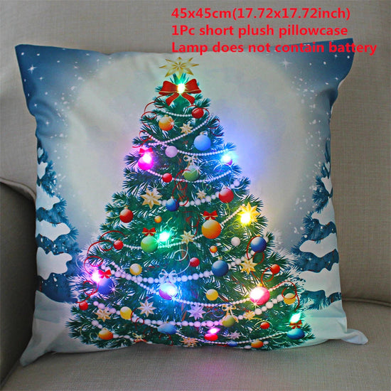 Copricuscino natalizio LED 45×45 cm ‒ federa luminosa decorativa per Natale, addobbo casa & divano
