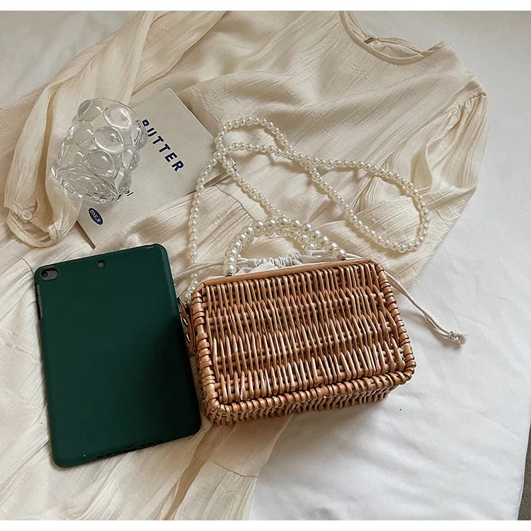 Borsa in Paglia con Perle Donna – Stile Boho Chic Estivo