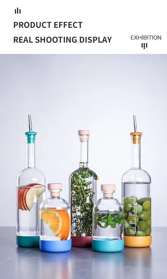 Bottiglia per Licuori in Vetro 800 ml con Scala Graduata per Cocktail e Cucina