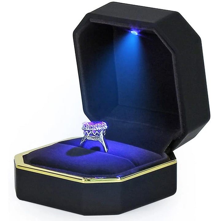 Scatola Portagioie LED in Velluto – Elegante Espositore per Anello o Collana per Proposta e Fidanzamento