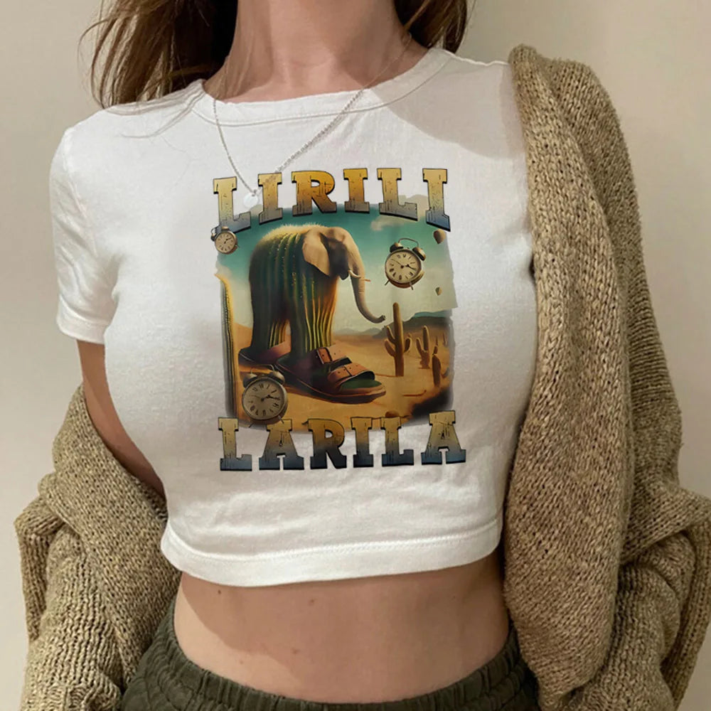 Maglietta Crop Top Italian Brainrot – Stile Memes Colorato e Trendy