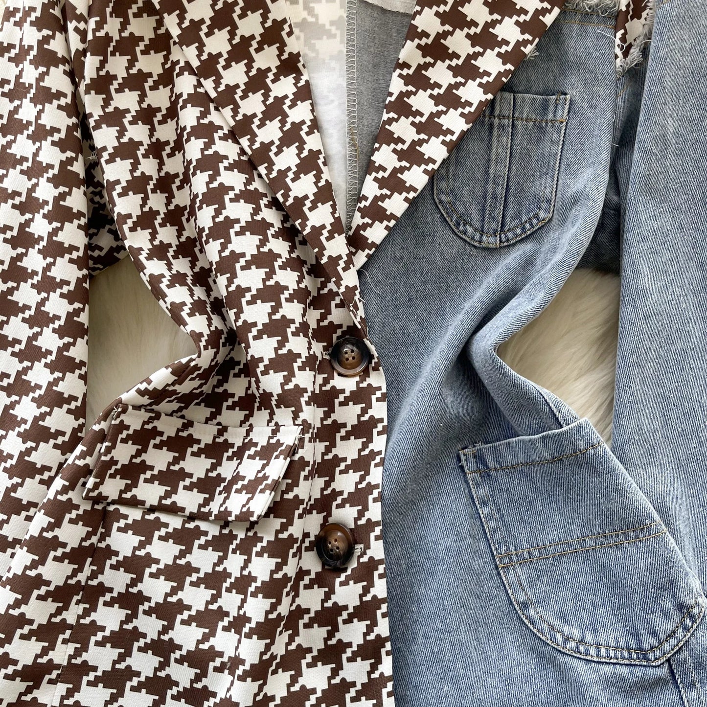 Giacca patchwork in denim con rever 2025 – blazer overshirt donna doppio bottone, vita slim, stile commuter