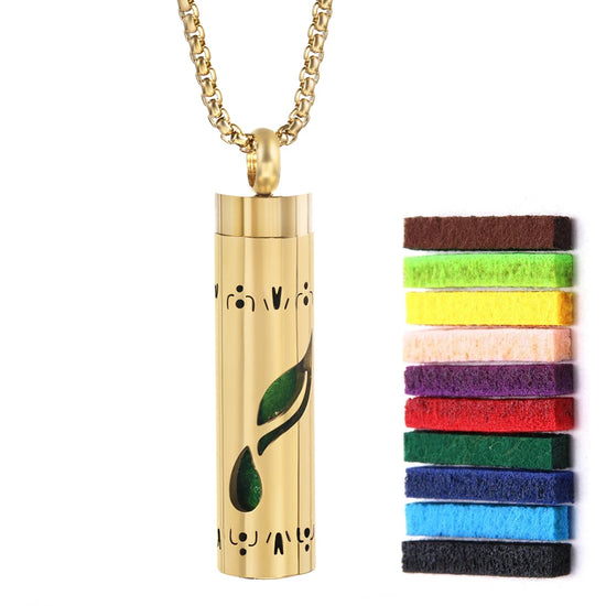Collana dorata con diffusore per oli essenziali in acciaio inox – Gioiello aromaterapico profumato per donna