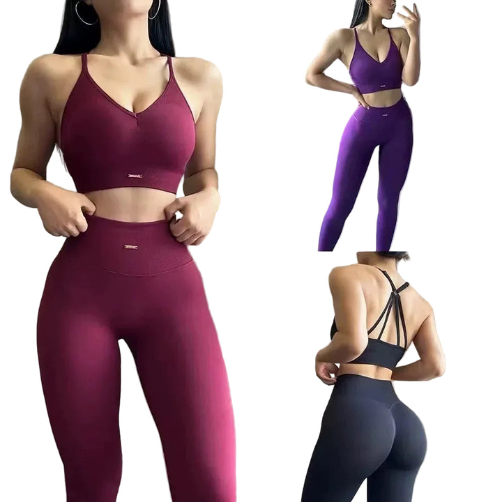Completo Sportivo Fitness Donna Vita Alta – Set Yoga, Running e Allenamento