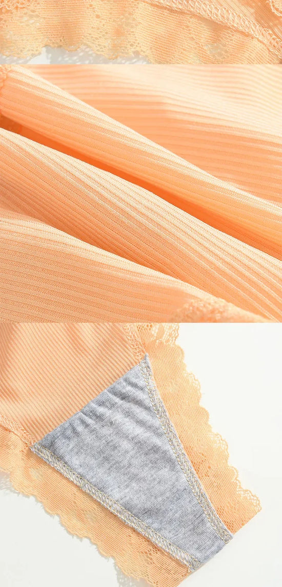 Set 5 pezzi perizomi donna vita media contrasto pizzo floreale – mutandine traspiranti sexy low-waist da S a XXL