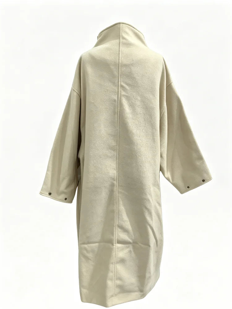 Cappotto Donna Effetto Camoscio Oversize con Bottoni - immagine 7