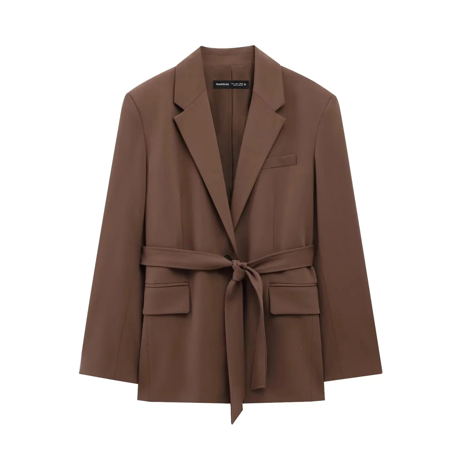 Completo donna ufficio 2025 ‒ blazer “shrug” + pantaloni lunghi dritti, stile elegante casual con cintura, perfetto