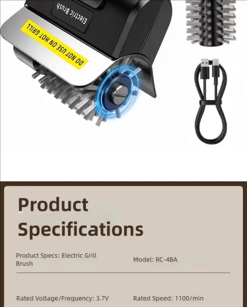 Spazzola Elettrica per Barbecue – Pulizia Griglia BBQ Ricaricabile