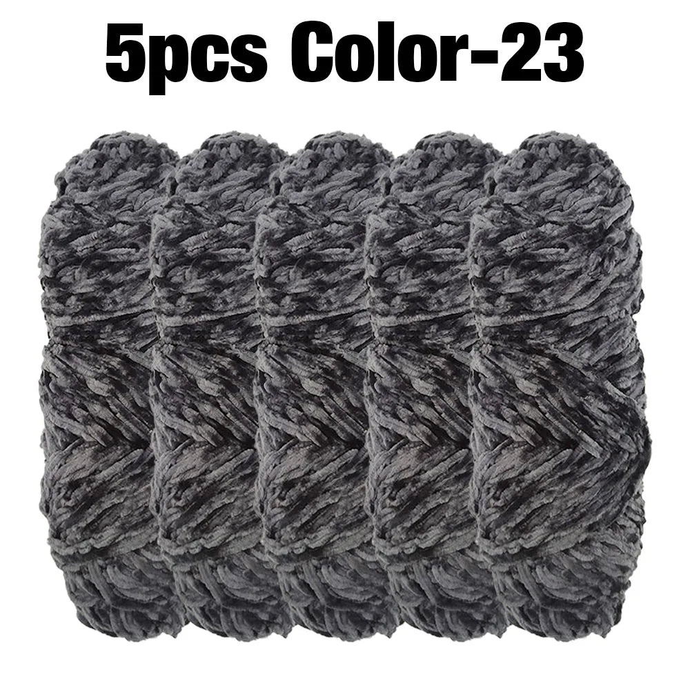 Set 5 rotoli filato ciniglia velluto 100 g – filo morbido e caldo per coperta, maglione, cuscini, DIY