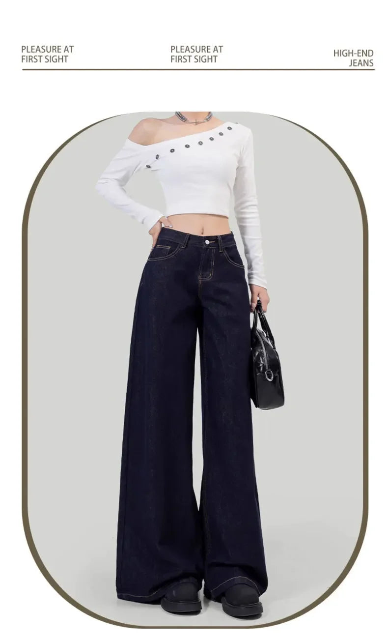 Jeans donna vita alta loose fit – Gamba dritta / wide-leg elegante per l’autunno / inverno
