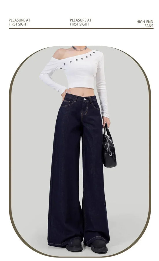 Jeans donna vita alta loose fit – Gamba dritta / wide-leg elegante per l’autunno / inverno