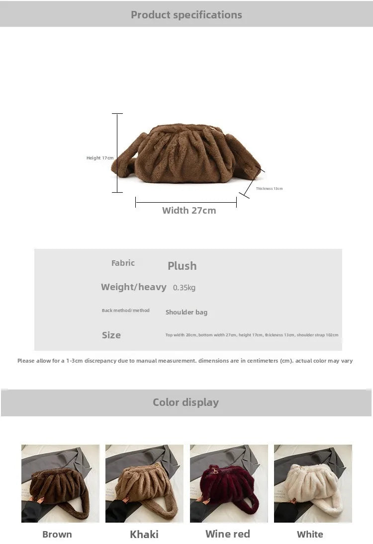 Borsa Crossbody Fluffy Cloud in Ecopelliccia – Clutch Imbottita d’Inverno per Donna, Versatile e Morbida