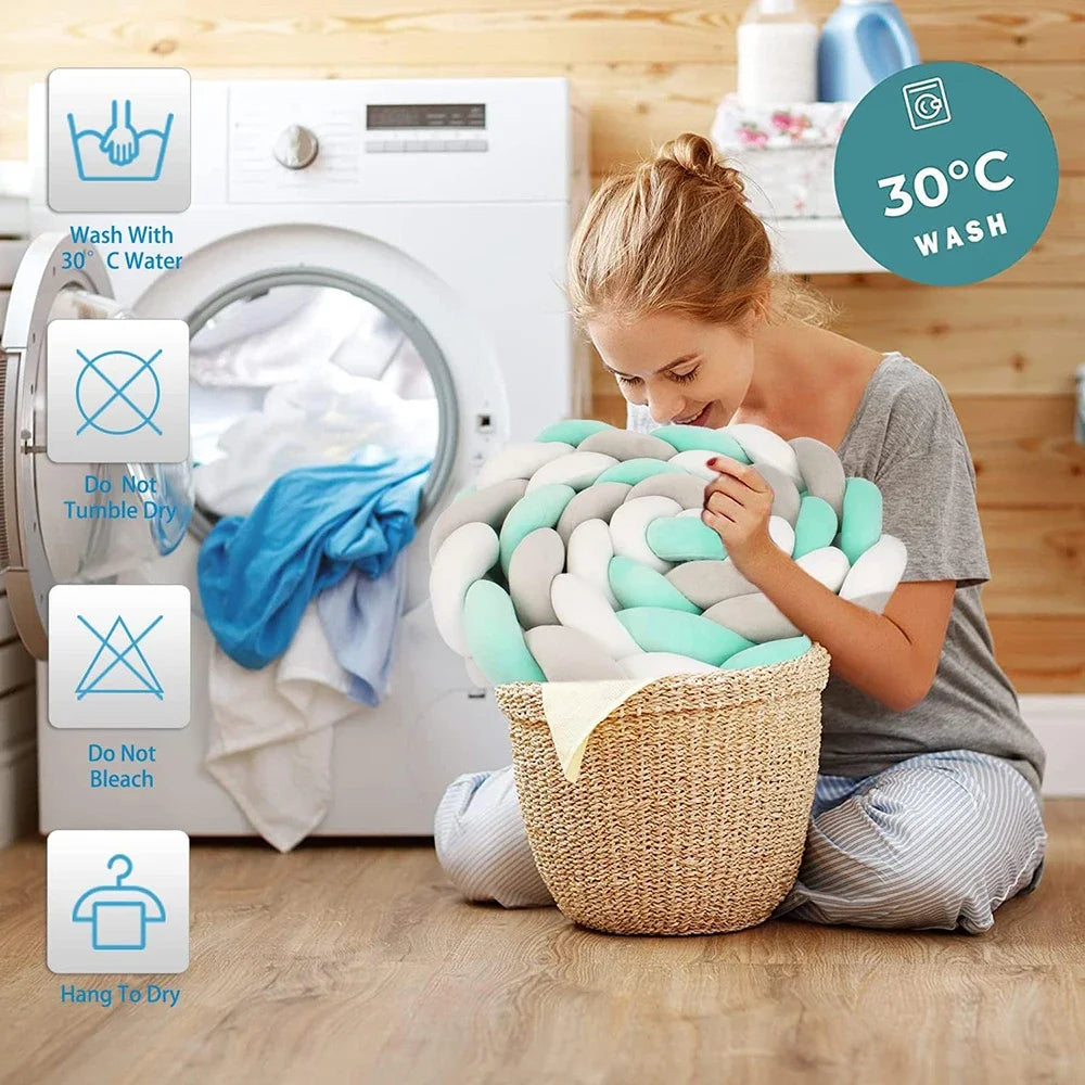 Paracolpi Culla Intrecciato 300-400 cm – Bumper Morbido a Treccia per Lettino Neonato