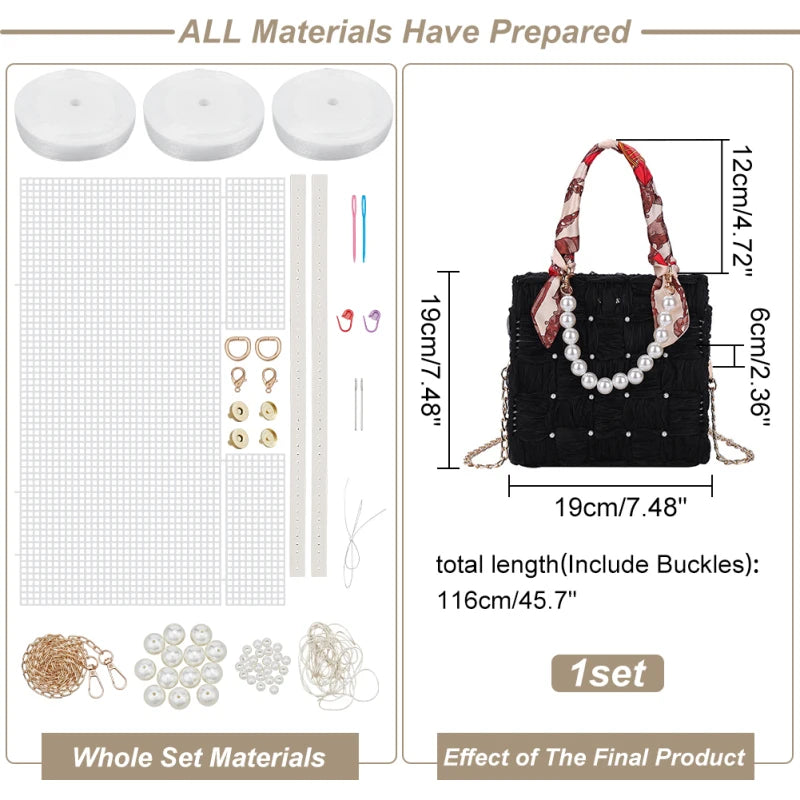 Kit rete Fai-da-Te per Borse Intrecciate all’Uncinetto – Materiali per Borsa a Tracolla e a Spalla