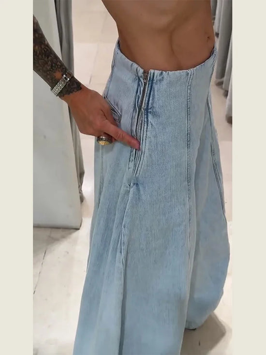 Jeans patchwork vita bassa donna – pantaloni larghi Y2K stile street fashion 2025