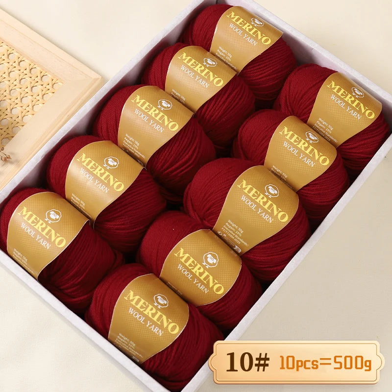 Set 500 g Filato Lana Medio-Spesso – 10 Gomitoli per Maglieria e Uncinetto
