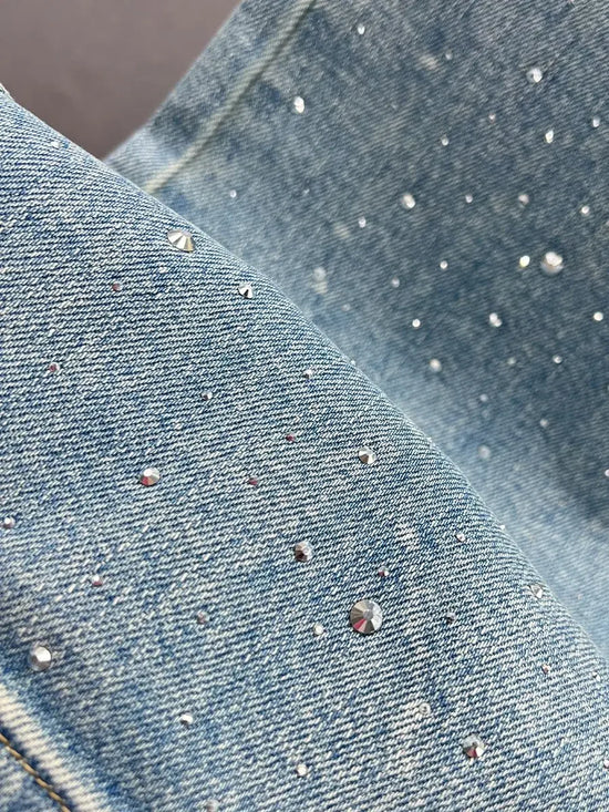 Jeans Donna Vita Alta con Ciondolo Brillante – Modello Gamba Dritta