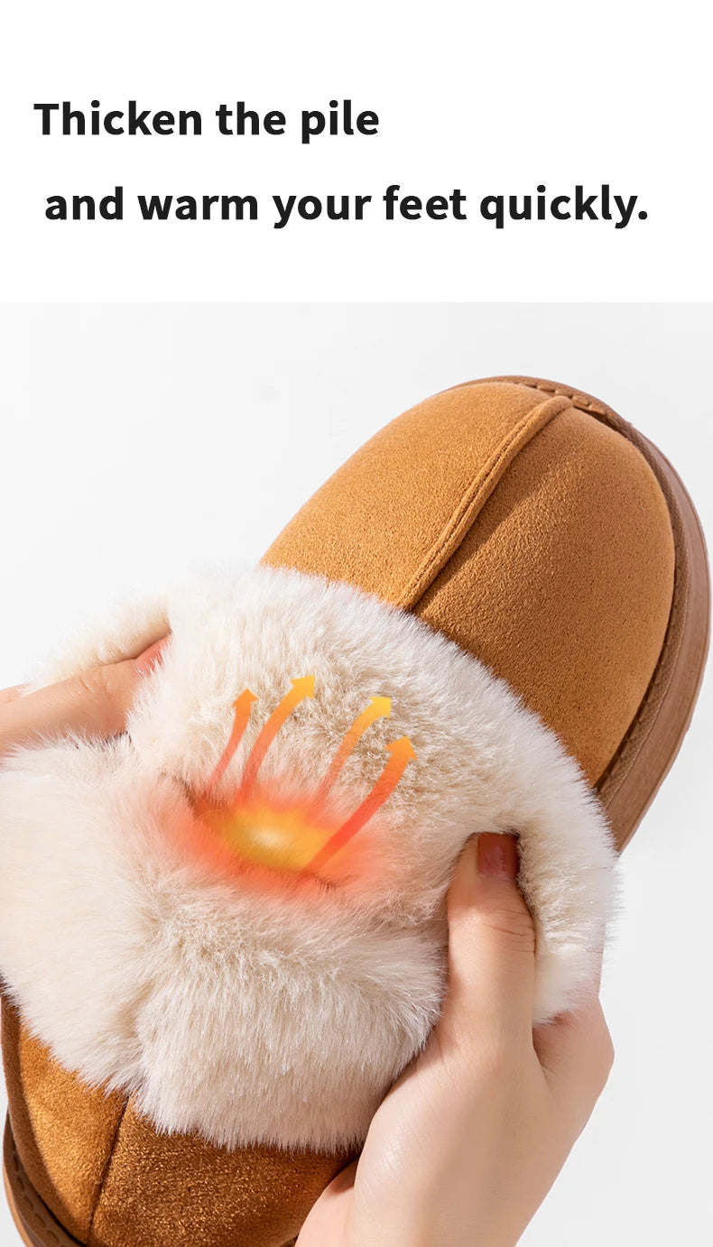 Snow boots donna 2025 – stivaletti fluffy in faux fur e suede, comodi indoor/outdoor, antiscivolo e super caldi