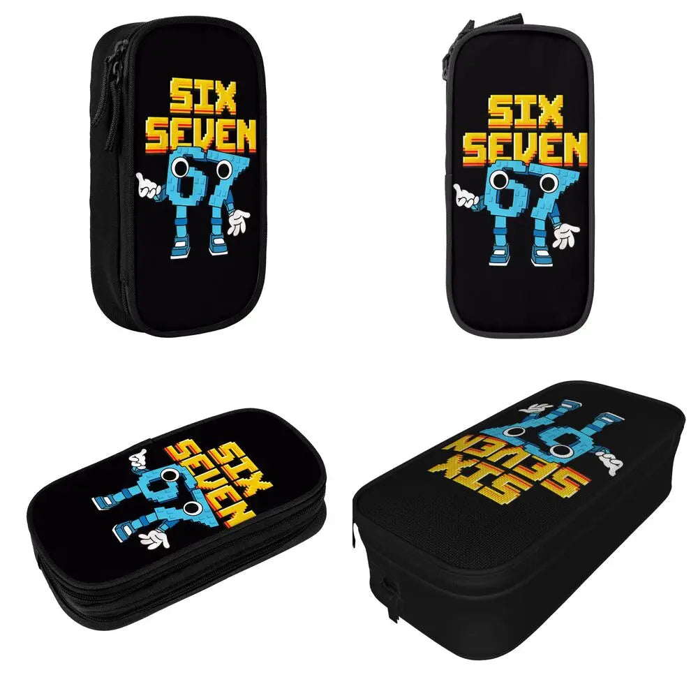 Meme 6 7 Six Seven Italian Steal A Brainrot 67 Pencil Case Canvas Pencil Box Child Vintage College School Pencil Cases Supplies