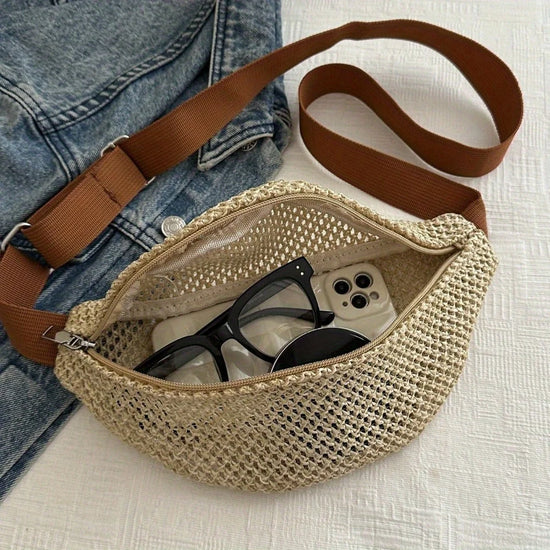 Marsupio Intrecciato Donna Estivo – Borsa a Petto Paglia Leggera