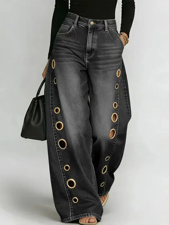 Jeans Donna Wide Leg con Pizzo – Denim Fashion Y2K