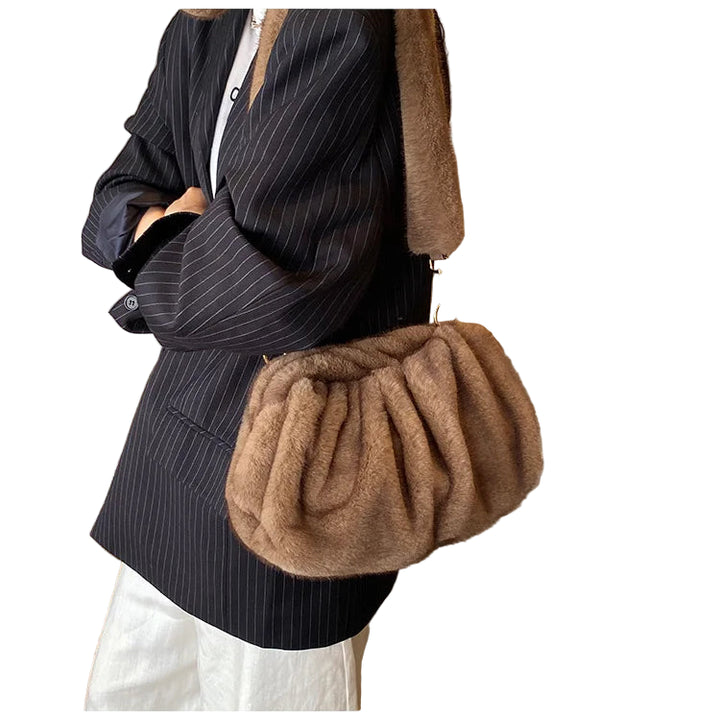 Borsa Crossbody Fluffy Cloud in Ecopelliccia – Clutch Imbottita d’Inverno per Donna, Versatile e Morbida