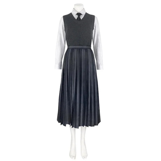 Costume università Mercoledi Addams 2025 – uniforme scolastica cosplay con giacca, gilet, gonna, perfetto per Halloween/adulti e bambini
