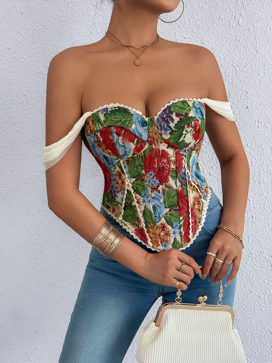 Top Donna in Pizzo Ricamato – Corsetto Elegante e Sexy