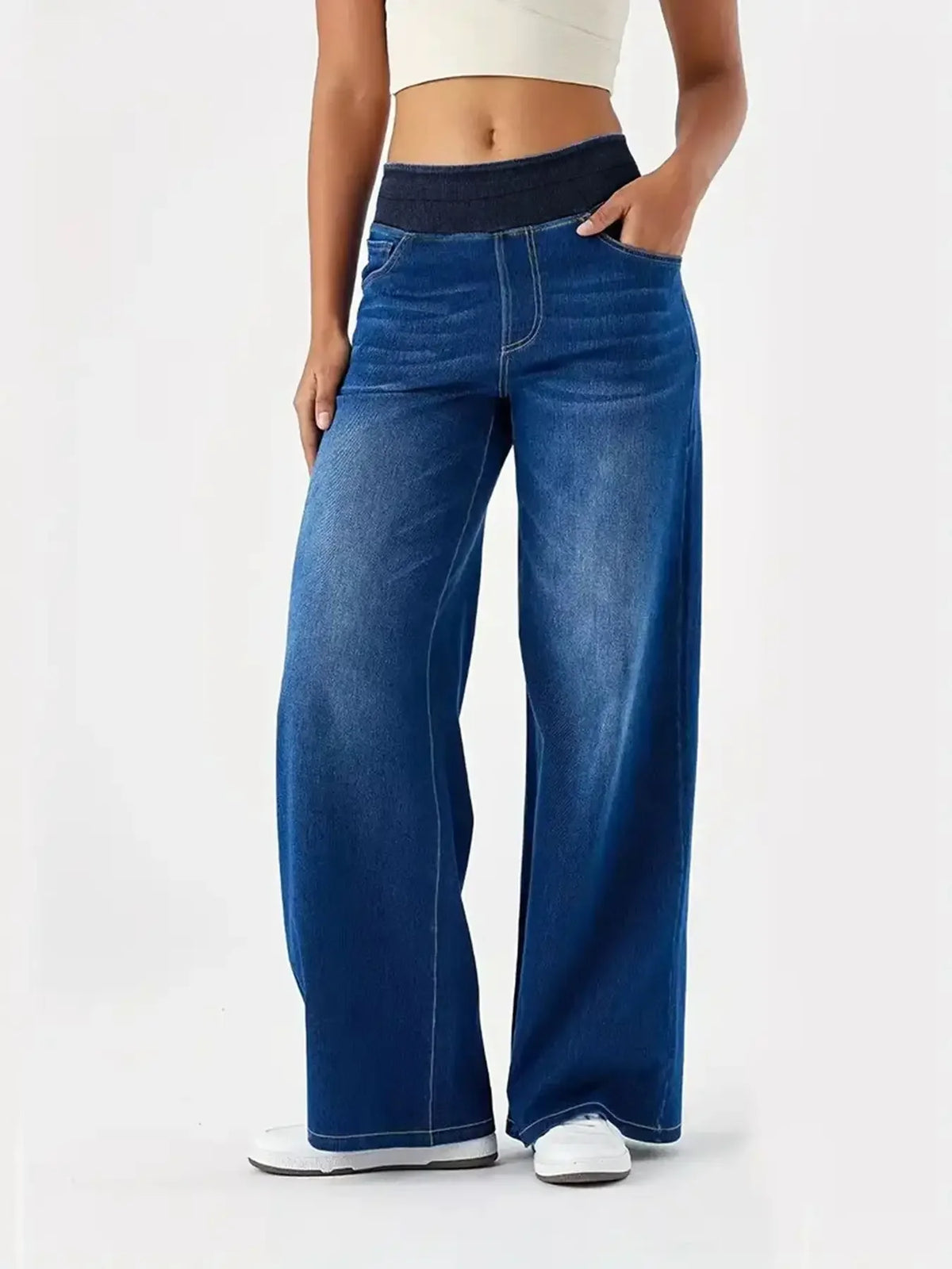 Jeans Baggy Donna Vita Alta Elasticizzata – Loose Fit - dettaglio prodotto