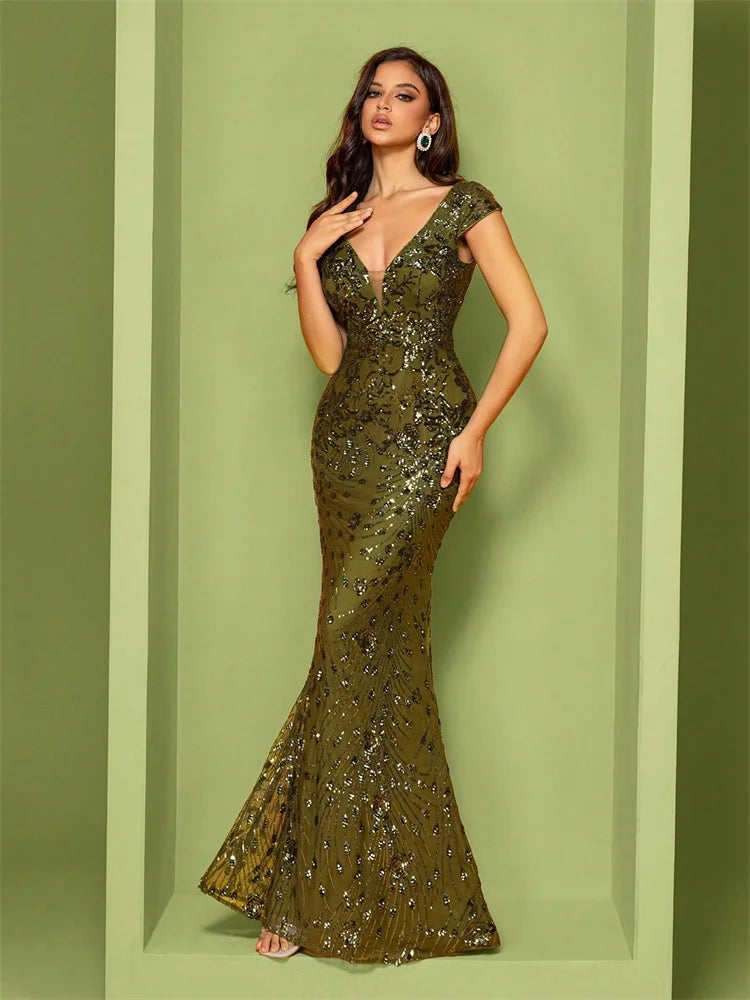 Abito Mylly Lungo Elegante – Dress Cerimonia con Paillettes per Damigelle e 18°