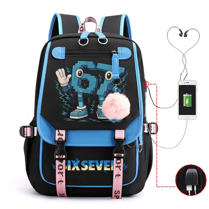 Zaino Scuola Elementari Medie Unisex 67 – Stampa Cartoon con Scomparto Laptop