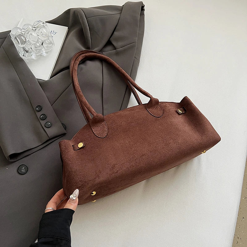Borsa baguette tote in suede 2025 – stile underarm sofisticato, capiente e raffinato per donne commuter
