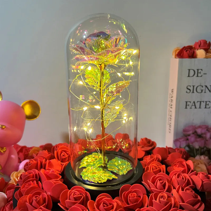 Rosa Eterna LED in Vetro – Fiore Romantico Regalo San Valentino